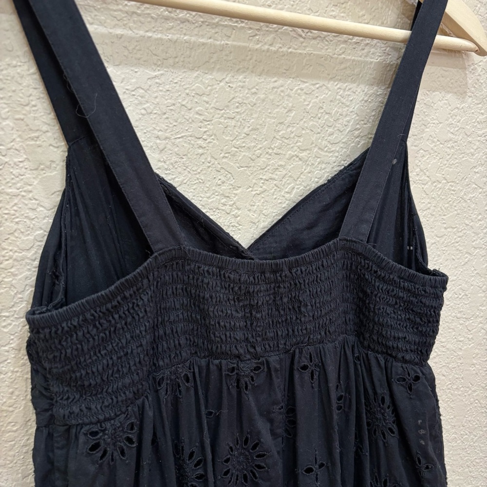 Zara Black Openwork Eyelet Embroidery Dress Size Medium - Picture 14 of 15